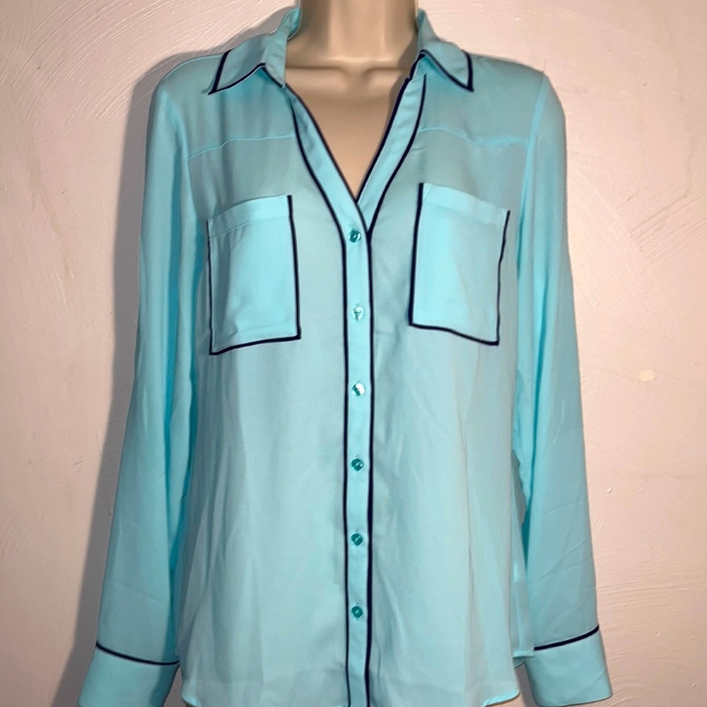 Express Portofino Shirt - Blue w/ Navy Piping